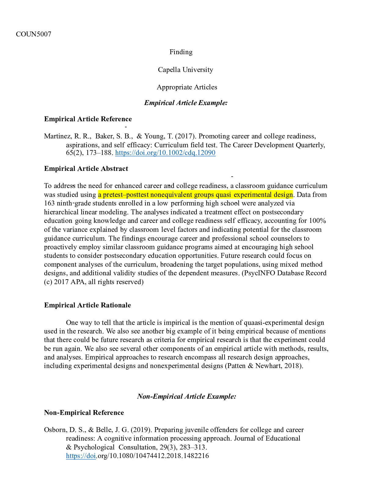 Preview of COUN5007 u3a1 Appropriate Articles.docx  COUN5007